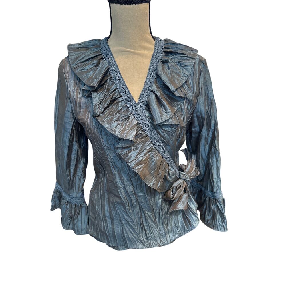 Women’s Jackie Jon New York Blue Party Top. Size 8